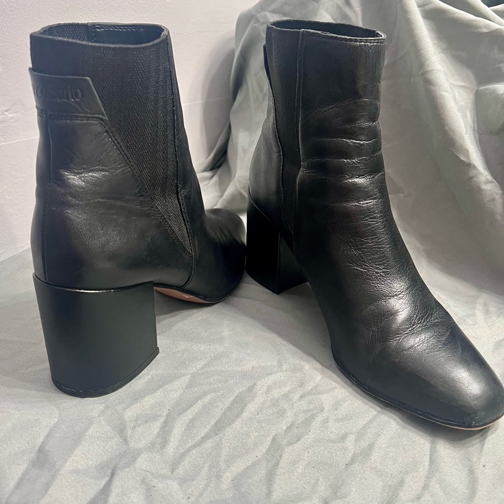 Black Heeled Boots with Chunky Block Heel